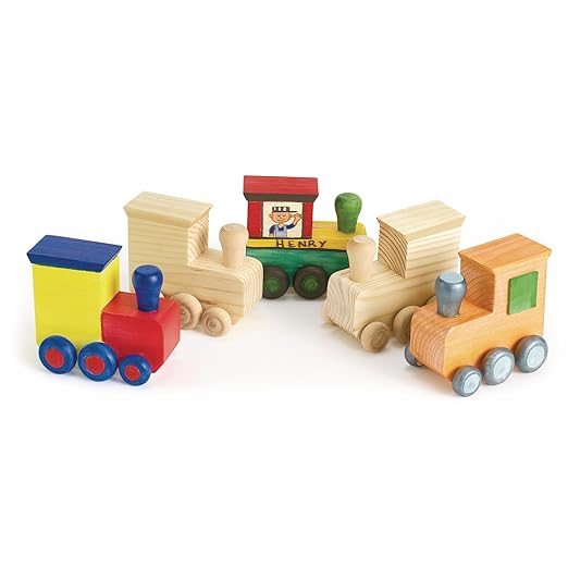 Colorations® Decorate Your Own Wooden Trains, Set of 12, Craft for Kids & Fun Home Activities, Create Unique & Personal Designs, Fun Kids Craft Project, Craft Project for Boys & Girls, Craft & Enjoy!