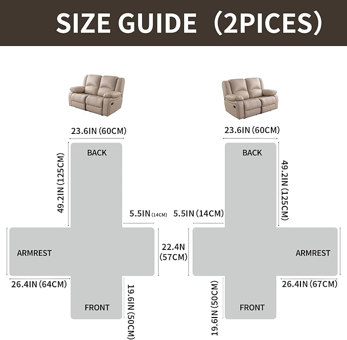 Easehomey Waterproof Loveseat Recliner Cover,Non Slip Reclining Couch Covers for 2 Seat,Dog Chair Cover Furniture Protector Washable Chair Cover with Pocket for Kids,Pets,Dogs(Coffee,2Seat)