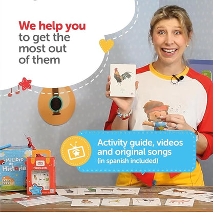 Tool-be Animal Cards. 18 Real Photos of Farm Animals. Spanish-English Flash Cards for Babies 6-12 Months, Montessori Toys for 1+ Year Old, Baby Flash Cards 12 to 18 Months, up to 6Y
