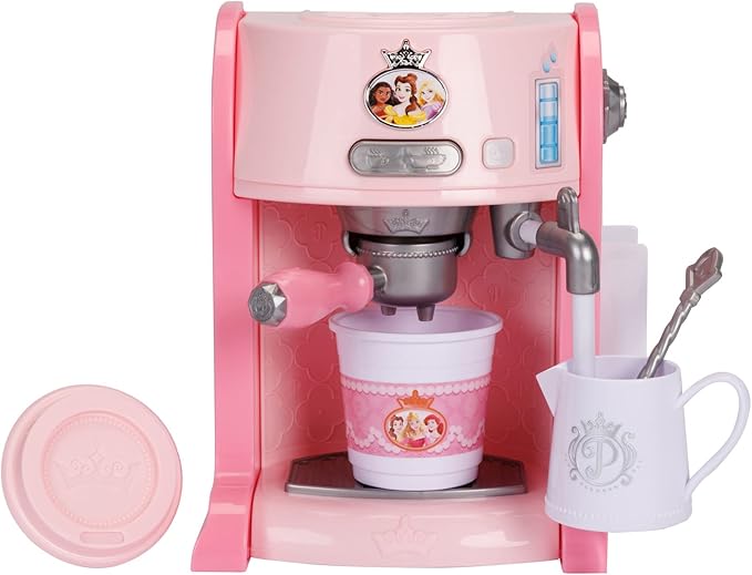 Disney Princess Style Collection Toy Espresso Machine for Kids, Coffee Maker Play Kitchen Accessories Gift for Girls & Kids