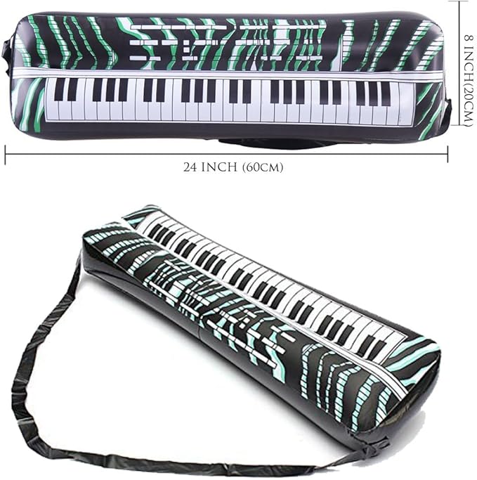 OuMuaMua Inflatable Rock Star Toy Set, 18 Pack Inflatable Party Props - 4 Inflatable Guitar, 6 Microphones, 6 Shutter Shading Glasses, 1 Saxophone and 1 Inflatable Keyboard Piano Inflatable Rock Toys