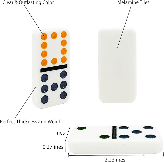 Mexican Train Dominoes Set, Double 12 Domine Set for Adults and Family, Classic 91 Tiles Board Grame with Aluminym Case