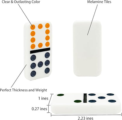 Mexican Train Dominoes Set, Double 12 Domine Set for Adults and Family, Classic 91 Tiles Board Grame with Aluminym Case