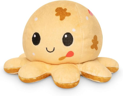 TeeTurtle Reversible Octopus Plushie 4-Inch Gingerbread Two-Sided Flip Plush Toy with Embroidered Details - Cute Mini Collectible Plush for Kids, Teens, and Adults