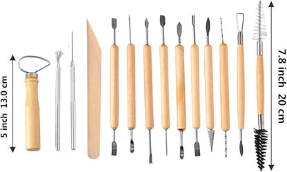 S & E TEACHER'S EDITION 19 Pcs Pottery Tools & Clay Sculpting Tools, Double Sided Ceramic Clay Carving Tool Set for Pottery Modeling Smoothing.