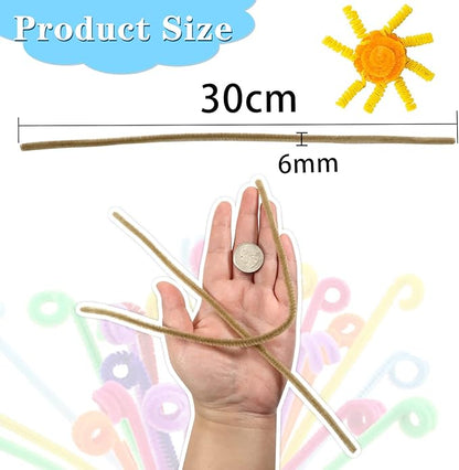 TOAOB 100pcs Pipe Cleaners Light Brown Chenille Stems 6mm x 12 Inch Fuzzy Sticks Craft Supplies for Art DIY Crafts Decorations