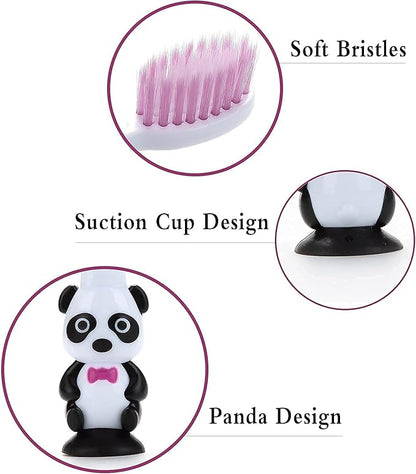 Newday Kids toothbrushes 6 Pack Set Soft Bristles with Suction Cup, Includes Travel Covers, Bear Panda toothbrushes for Kids Boys & Girls, Toddlers &Children Teeth Age 3+