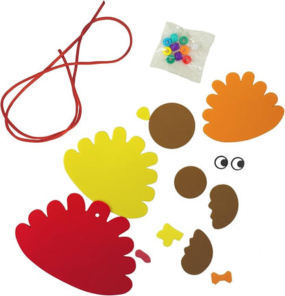 4E's Novelty Thanksgiving Necklace Crafts for Kids Bulk – 12 Pack DIY Turkey Necklace Craft for Kids with 4 Styles, Thanksgiving Favors for Kids, Thanksgiving Toddler Craft, & Turkey Craft Kit