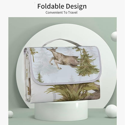 Insular Baby Splat Mat for Under High Chair/Arts/Crafts, Anti Slip and Waterproof Splash Mat for Floor, Portable Picnic Mat, 51x51 Inch, Forest Deer