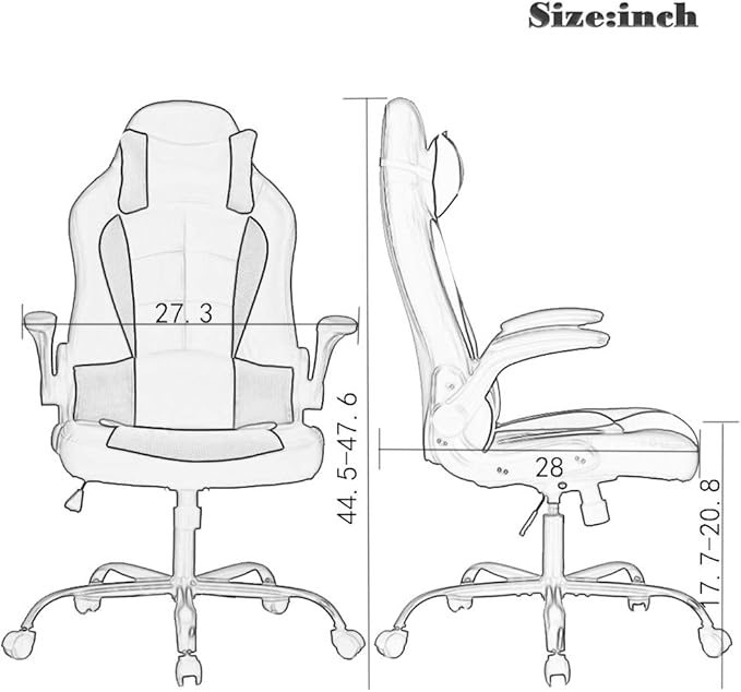 BestOffice PC Gaming Chair Ergonomic Office Chair Desk Chair with Lumbar Support Flip Up Arms Headrest PU Leather Executive High Back Computer Chair for Adults Women Men (Red)