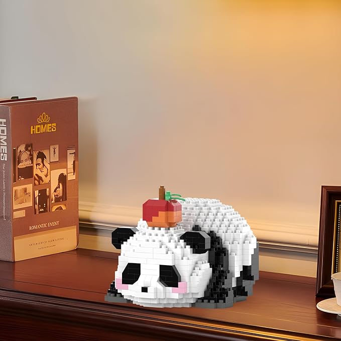 Mini Building Blocks- Lying Panda with Fruit, Party Favors- Micro Blocks Panda Toy for Kids 6 7 8 9 10+, Mini Blocks Building Sets for Adults, Birthday for Boys and Girls(597PCS)