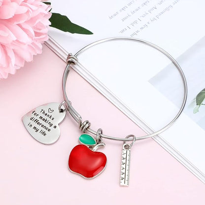 8 Pcs Teacher Appreciation Gift Set for Women, 4 Teacher Makeup Pouch Cosmetic Bags and 4 Bangle Bracelets, Christmas Valentines Thank You Gifts for Teacher (Best Teacher Ever)