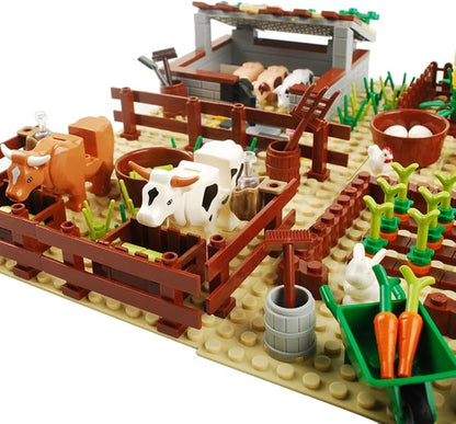 Farm Field Set Building Blocks Plant Animal Crops Building Bricks Kit DIY Building Set Compatible All Major Brands (Animal)