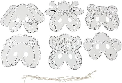 Fun Express Color Your Own Zoo Animal Masks - 12 Make Animal Faces Arts & Crafts Jungle Safari Party Zoo Animal Birthday Party - Kids Crafts Activities DIY Party favors - Dress Kids Home Activities