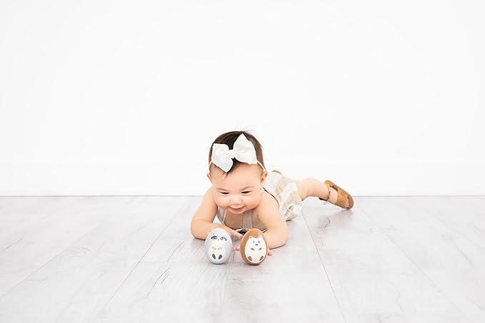 Pearhead Wooden Wobble Toy Set, Baby Tummy Time Montessori Toy, for Babies 6+ Months, Wobbler Toys for Learning, Baby Development Toy for Infants and Toddlers