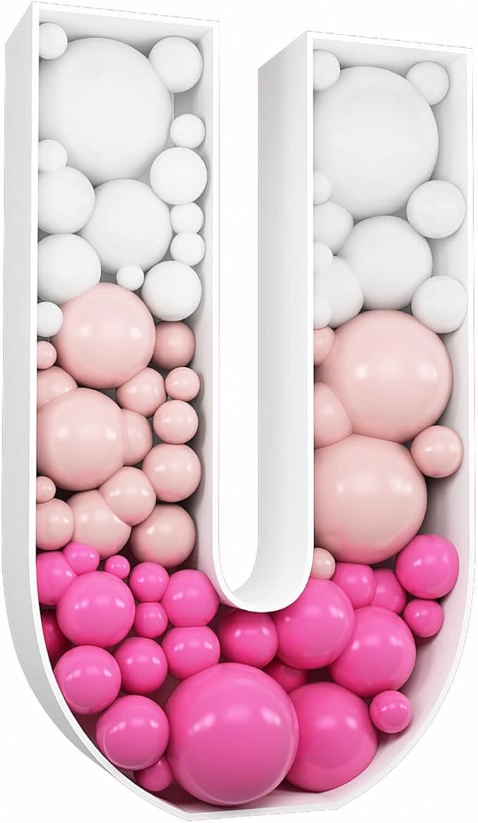 3FT Tall Mosaic Balloon Frame Letters Big Marquee Light Up Letters DIY Kit for Birthday Party Wedding Backdrop Decor Letter U Pre-Cut Foam Board