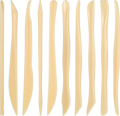 AOZUO 10PCS Double-Ended Clay Sculpting Tools, Plastic Polymer Clay Modeling Tools Ceramic Pottery Carving Tools for Cutting Embossing Smoothing Shaping Molding