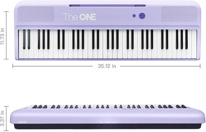 The ONE Smart Keyboard COLOR 61 Lighted Keys Piano Keyboard, Electric Piano for Beginners with 256 Tones, 64 Polyphony, Built-in LED Lights & Apps, Supports USB MIDI/Headphones (Purple)