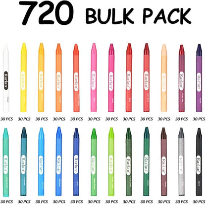Crayons Bulk, 30 Crayon Packs with 24 Assorted Colors, 720 Count Crayons