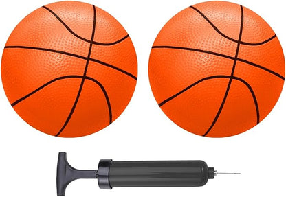 ABAJI Mini Basketballs Orange 2 PCS 5" Set with Random Color Pump Needle Durable Material for Mini Hoop Toddlers Kids Teenagers for Pool Indoors Outdoors