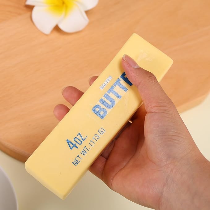 2pcs Squeeze Butter Squishy Toy, PU Material Butter Stick Slow Rising Squeeze Food Fidget Toy for Office School (Light Yellow)