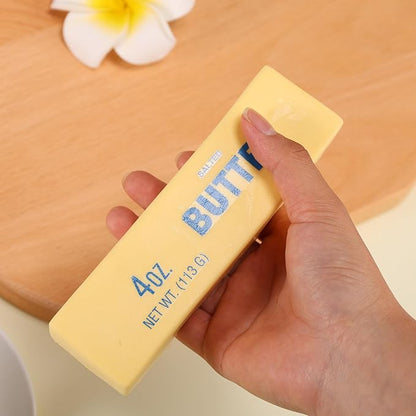 2pcs Squeeze Butter Squishy Toy, PU Material Butter Stick Slow Rising Squeeze Food Fidget Toy for Office School (Light Yellow)