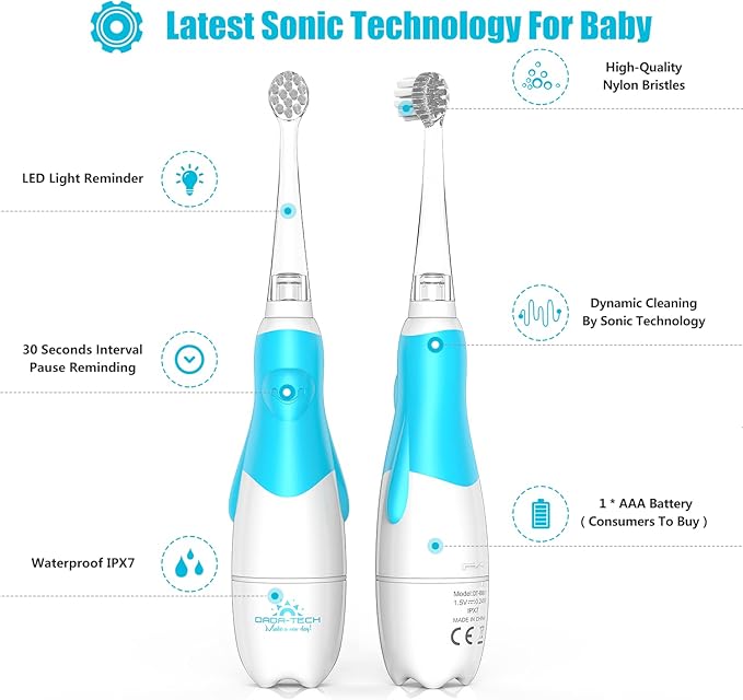 Dada-Tech Baby/Kids Electric Toothbrush Replacement Heads for DT-BB1, DT-K6, SG-513, SG-977 - Pack of 4 (Medium)