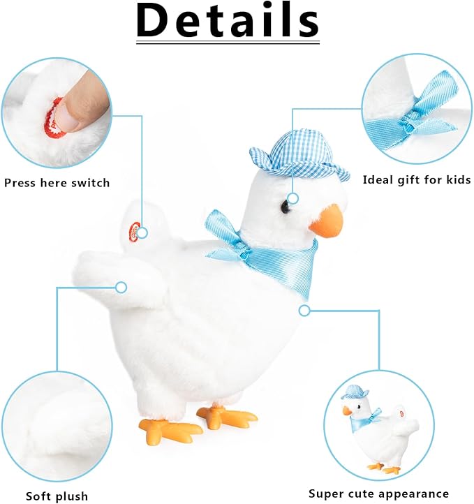 Plush Electric Stuffed Laying Egg Chicken Toy Doll with Sound Music Easter for Boys Girls