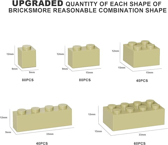 300 Pcs Classic Building Bricks, Apricot Yellow Bulk Bricks,Compatible with Lego and Major Brands Parts and Pieces, Creative Building Block Toys for Boys Girls Ages 6 7 8 9 10 Year Old