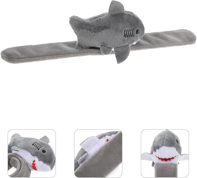 Abaodam 2pcs Animals Slap Bracelet Shark Slap Bracelet Plush Stuffed Animal Hugger Snap Wrist Band for Kids Party Favors