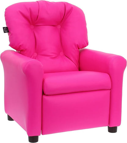 The Crew Furniture Traditional Kids Recliner, Toddler Ages 1-5 Years, Pu Faux Leather, Hot Pink