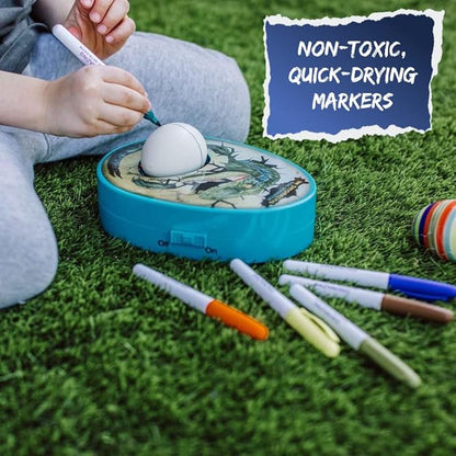 The Eggmazing Egg Decorator The DinoMazing Dinosaur Egg and Year-Round Egg Decorator Kit - Egg Decorating Spinner Arts and Crafts Activity - Includes Mystery Dino Eggs with Non-Toxic Slime and Markers
