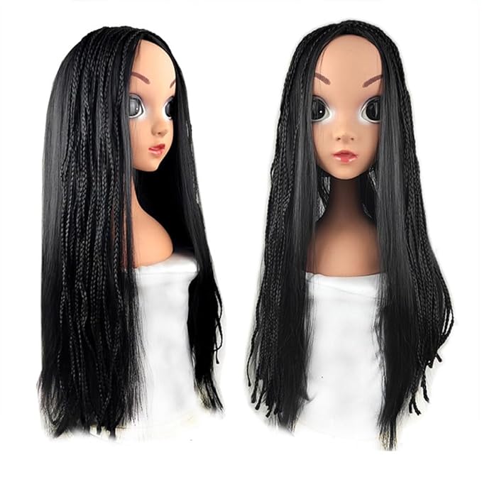 Asha Black Braided Wig For Girls Kids Movie Cosplay Costume Party Halloween Wig With Jewelry Set