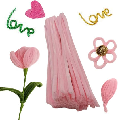 Cldamecy 100 pcs Light Pink Pipe Cleaners with 20 pcs Googly Eyes,Chenille Stems for Craft Project,Craft Pipe Cleaners for DIY Projects,Arts and Holiday Decoration