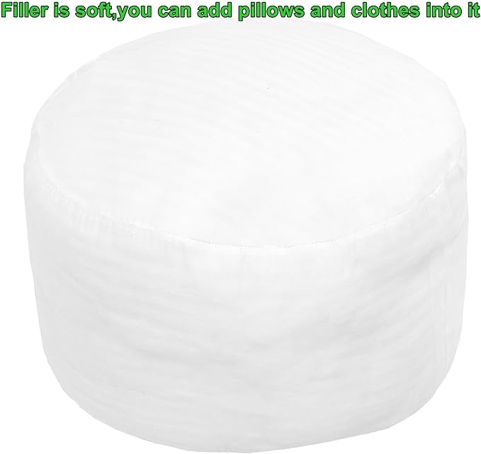 Round Stuffed Pouf Ottoman 20x20x12 Inches Faux Fur Ottoman Foot Rest Under Desk Foot Stool Great for Living Room Bedroom Small Furniture (Light Gray Pouf with Filler)