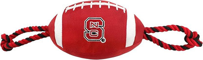 Pets First North Carolina State Football Dog Toy, Tough Quality Nylon Materials, Strong Pull Ropes, Inner Squeaker, Collegiate Team Color
