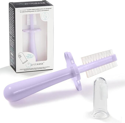 grabease Double Sided Toothbrush for Infant, Baby & Toddler - Finger Toothbrush - BPA-Free & Phthalate-Free - 1 Pack, Lavender - Baby Tooth Brush