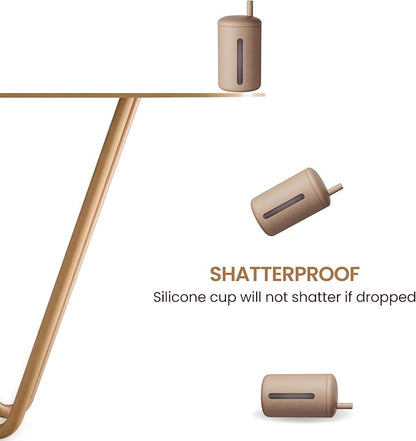 Silicone Straw Cup, 200ml Trainer Cup Toddler Training Straw Cup for Boys and Girls, Unbreakable, 100% Food Grade Silicone (Blush/Mauve)