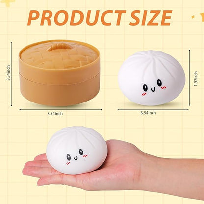 Squishy Dumpling Stress Balls for Adults, Dumpling Squishy Toys for Kids, Dumpling Fidget Sensory Toy, Squeeze Dough Ball Stress Relief Toy, Stretchy Stress Ball Squish Toys for ADHD