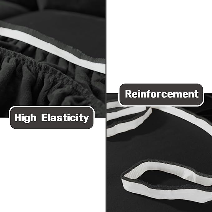 NORTHERN BROTHERS Stretchy Recliner Chair Covers, Velvet Recliner Covers, Lazy Boy Chair Cover (Black, 3 Seat)