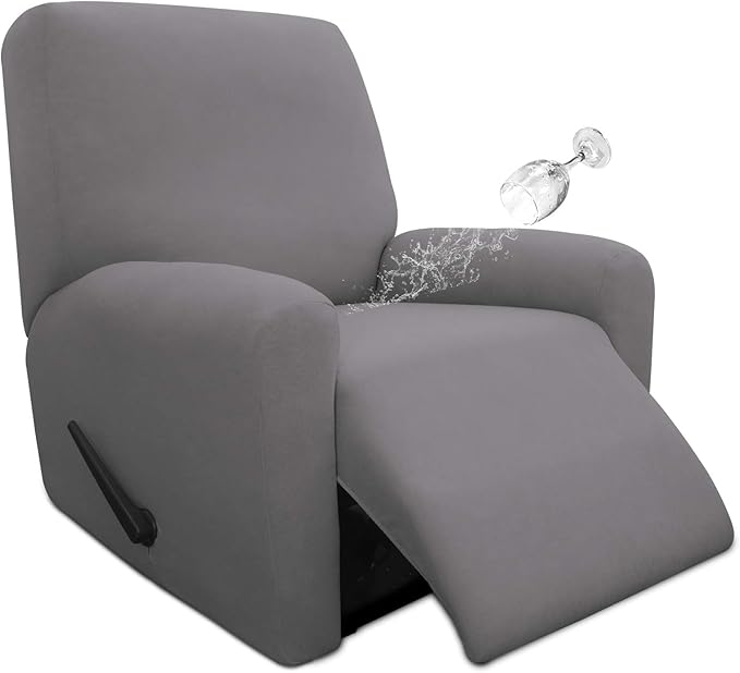 Easy-Going 100% Dual Waterproof Recliner Cover Stretch Soft Couch Cover for Dogs, Sofa Slipcover for Recliner Couch Leakproof Furniture Protector for Kids, Light Gray