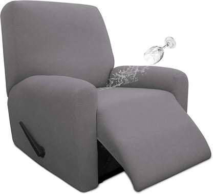 Easy-Going 100% Dual Waterproof Recliner Cover Stretch Soft Couch Cover for Dogs, Sofa Slipcover for Recliner Couch Leakproof Furniture Protector for Kids, Light Gray