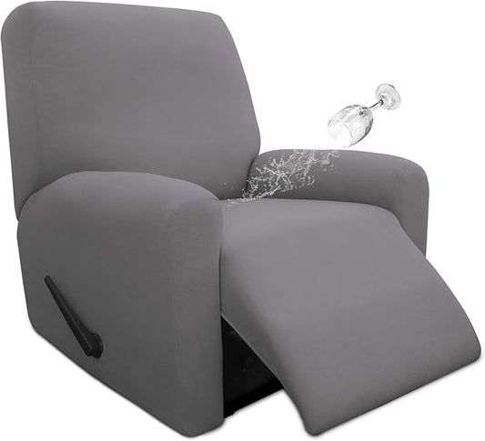 Easy-Going 100% Dual Waterproof Recliner Cover Stretch Soft Couch Cover for Dogs, Sofa Slipcover for Recliner Couch Leakproof Furniture Protector for Kids, Light Gray