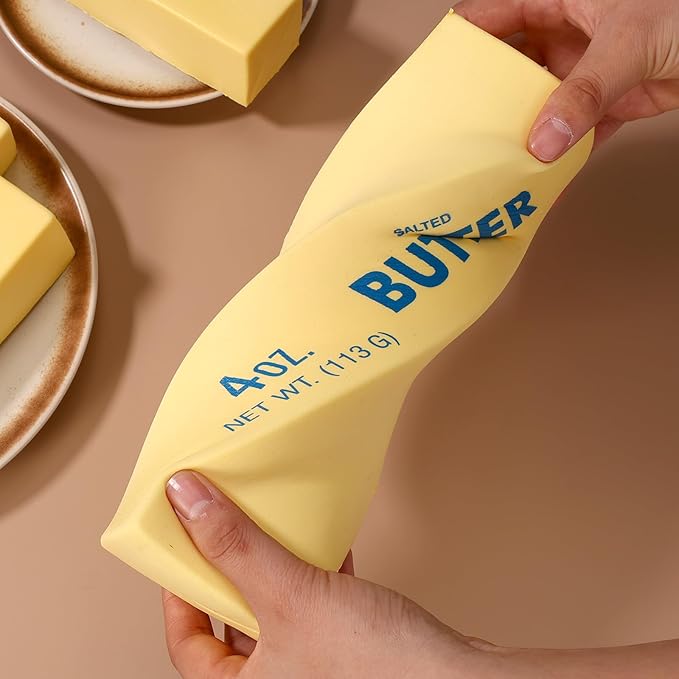 Large Squeeze Butter Toy, PU Material Butter Stick Slow Rising Squishy Food Fidget Toy for Office School Relieving (Light Yellow