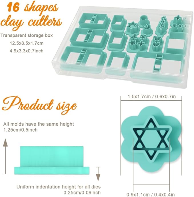 ORIGACH 16 Pcs Book Theme Polymer Clay Cutters Set Earring Clay Cutter DIY Craft Supplies for Earring and Jewelry Making
