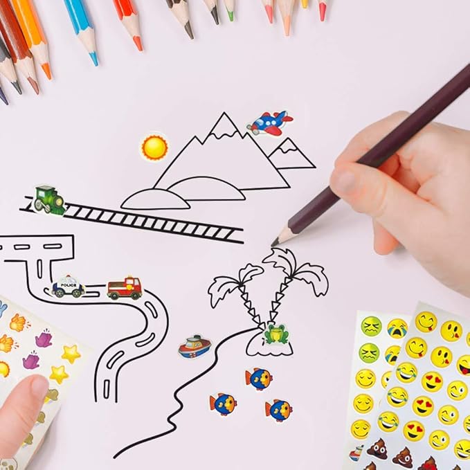 ArtCreativity Assorted Emoticon Stickers for Kids, 12 Pack with 72 Sheets and Over 3,000 Stickers, Emoticon Sticker Set for Teacher Classroom Rewards, Art Supplies, Party Favors, Goodie Bag Fillers