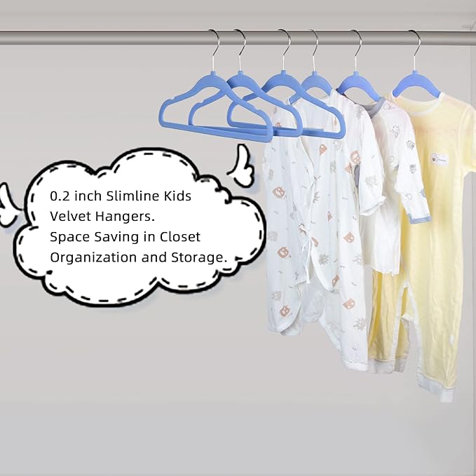 GoodtoU Kids Velvet Hangers,30 Pack Baby Hangers for Closet Non Slip Velvet Clothes Hangers Coat Hangers for Toddler Children Infant Hanger (Blue 30Pack)
