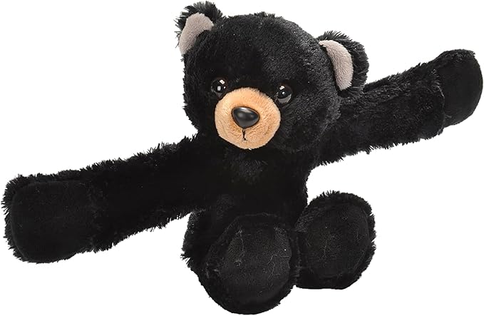 Wild Republic Huggers, Black Bear Plush Toy, Slap Bracelet, Stuffed Animal, Kids Toys, 8 inches