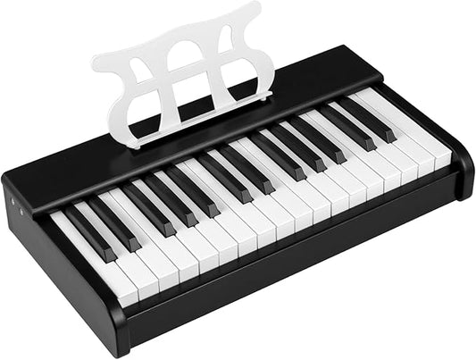HONEY JOY Wooden Kids Keyboard Piano, 30 Keys Digital Electronic Piano for Kids, Early Learning Educational Musical Instrument, Baby Music Toy for 3+ Years Old Toddlers Boys Girls (Black)