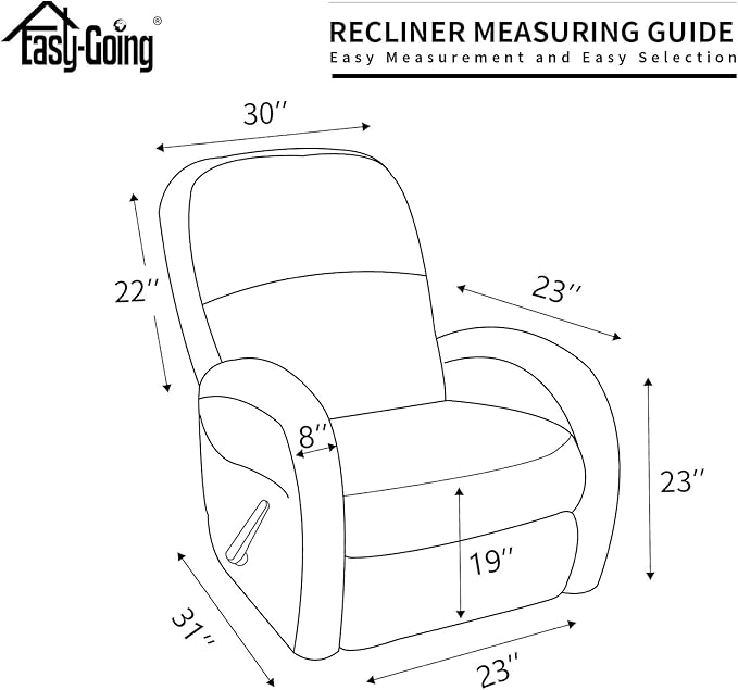 Easy-Going 100% Dual Waterproof Recliner Cover Stretch Soft Couch Cover for Dogs, Sofa Slipcover for Recliner Couch Leakproof Furniture Protector for Kids, Light Gray